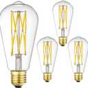LED Edison Bulb Dimmable 12W 3000K Soft White 1200LM, 100W Equivalent E26 Medium Base, ST64 Vintage LED Bulbs, 360 Degree Beam Angle, Clear Glass, Pack of 4.