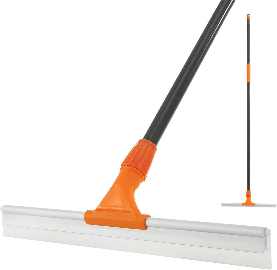 CLEANHOME Silicone Floor Squeegee for Shower Glass, Floor, and Garage - Heavy-Duty Pet Hair Remover, Bathroom Tile Cleaner, Window Wiper - Flexible, No Streaks, Compact Storage