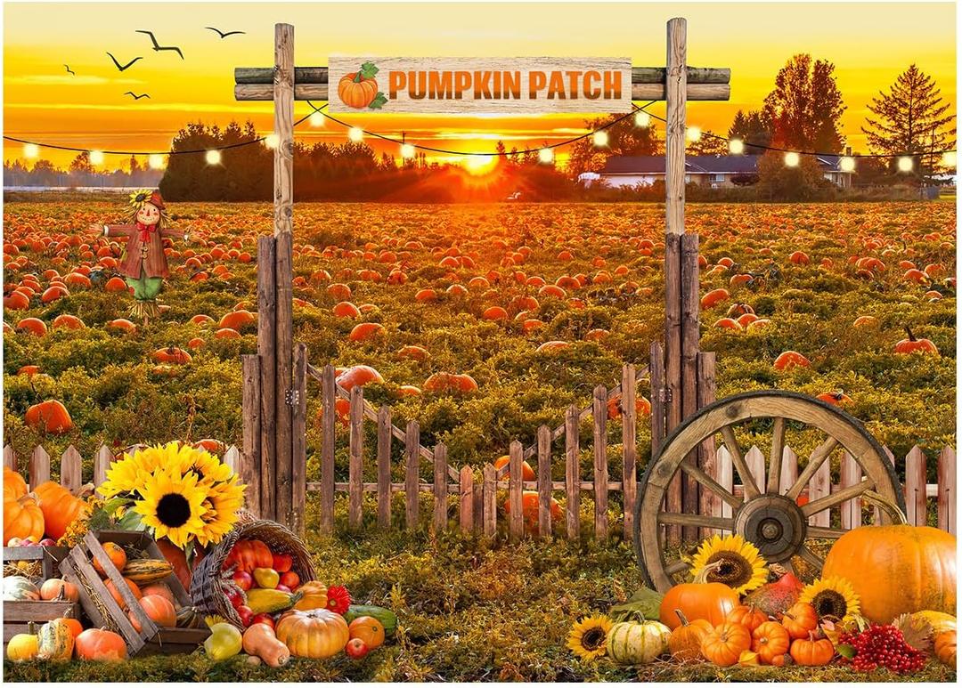 8X6FT Fall Backdrop Photography Pumpkin Patch Backdrops Autumn Harvest Backgroud Rural Scenery Back Drop Party Decorations Banner XY81