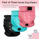 Paw Legend Washable Reusable Female Dog Period Diapers for Heat Doggie Puppy Diapers for Female Dogs (3 Pack,Small)