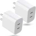 iPhone 17/16 Pro Max Charging Blocks,2 Pack 2-in-1 Fast Charger USB C 20W PD Power Adapter,Dual Ports Fast Type C Charging Block Wall Charger for iPhone 17/Air/17 Pro/17 Pro Max/16/16e/15 Seires, iPad
