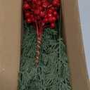 Watayo 60 Pcs Christmas Artificial Pine Branches with Red Berry Stems, 10.5" Faux Evergreen Norfolk Pine Cypress Leaves Stems, Fake Foliage Pine Needles Picks for DIY Craft Garland Home Decor