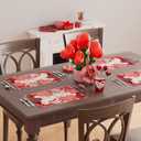 XCHI Love Hearts Valentine's Day Placemats Set of 6 Table Mats for Party Home Kitchen Dining Table Decorations 12x18 Inch
