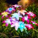 WdtPro Solar Lights Outdoor Waterproof Clearance, 8 Pack RGB Solar Garden Lights with 32 Enlarged Blooming Lily Flowers, 7 Color Changing Solar Lights for Outside Yard, Patio, Decor, Gifts