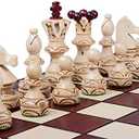Beautiful Handcrafted Wooden Chess Set with Wooden Board and Handcrafted Chess Pieces -1-2 Players, Gift idea Products (21" (55 cm))