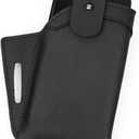 Topstache Leather Phone Holster for Belt, Flip Cellphone case for iPhone 14, 14 Pro, 13 Pro, 13, 12 Pro, 12, 11, XR, Galaxy S22, S21, S20,Premium Leather Pouch for Phone with Protective Case. (Black)