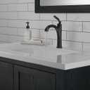 Delta Woodhurst Matte Black Bathroom Faucet 1 Hole, Single Hole Bathroom Sink Faucet for Vanity, Metal Push-Pop Drain Assembly, Matte Black 532-BLMPU-DST