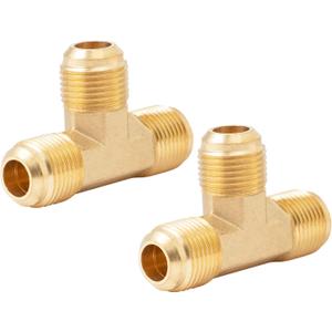 SUNGATOR 3/8 Inch Flare Propane Tee Fittings, Brass 3/8" Male Flare Barstock Tube Fittings, 3/8'' Propane Tee Tube Fittings for Gas Line, Dryer, BBO, Gas Burner (2 Pcs)