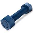 4 Inch Blue Teflon Coated Stud and Hex Nut, B7 Grade, 3/4"-10, All Thread, Sterling Seal & Supply (Pack of 12)