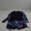 Aqua Eve Women Two Piece Rash Guard Long Sleeve Swimsuit Swim Shirt with Shorts Modest Bathing Suit UPF 50+ (Large, Blue Floral)