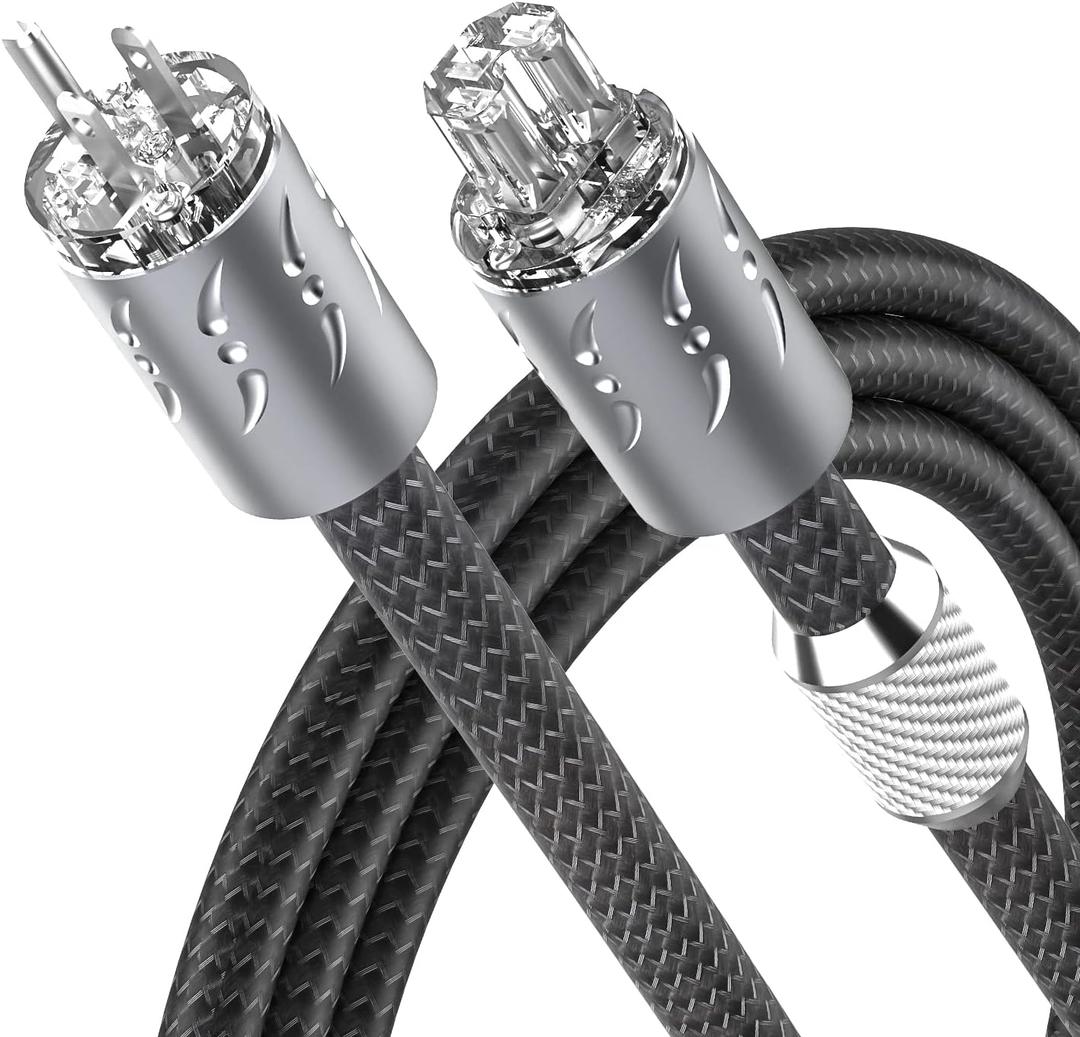 Viborg HiFi Power Cable, 5.9FT, Hi-end Power Cord, 2x9AWG, Super-Litz Copper Shielding AC Audiophile Power Wire Mains Cord with Rhodium Plated US Plug+IEC C15 Connector