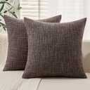 MIULEE Burlap Linen Throw Pillow Covers 20x20 Inch Set of 2 Dark Coffee Decorative Pillows Modern Farmhouse Pillowcases Soft Accent Cushion Covers for Outdoor Couch Sofa Bedroom Livingroom Home Decor