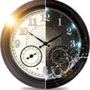 Illuminated Large Outdoor Clock - 18 inch Indoor Outdoor Night Light Wall Clock with Smart LED Sensor, Temperature and Humidity Combo - Weatherproof & Easy to Read for Pool, Patio & Home Decor