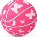Size 5 Basketball Kids Girls Pink, 27.5 Basketball Teen Youth Basketballs Girls Basketball for School Sports Indoor Outdoor Basketball Skill Practice (Butterfly)