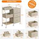 Modanais Baby Organizer and Storage - 3 Tier Rolling Cart with Dividers and Drawers, Easy To Assemble, Mobile Utility Cart with Wheels for Nursery, Bedroom, Changing Table & Crib,Off White