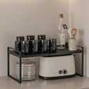 Microwave Oven Rack Expandable Countertop Heavy Duty Microwave Shelf 2-Tier Adjustable Metal Storage Shelf Rack for Kitchen (White-S)