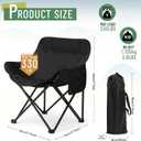 2 Pack Compact Camping Chairs Portable Folding for Outside with Carry Bag Lightweight Moon Chairs for Travel Picnic Hiking Beach Fishing, 600D Oxford, Supports 330lbs(Black), 27.17 x 17.72 x 17.72 inches
