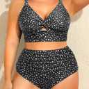 Daci Plus Size Two Piece Swimsuits - Women High Waisted Bikini Tummy Control Bathing Suits Knot Twist Swimwear 2025 (Black, XXXL)