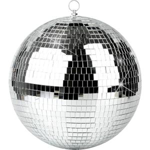 Disco Ball - 12 Inch Mirror Disco Ball, Ideal for DJ Club, Party, Wedding, Home Decor, and Live Stage with Hanging Ring for Easy Installation, Silver