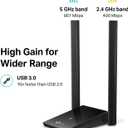TP-Link USB WiFi Adapter, AC1300Mbps Dual Band 5dBi High Gain Antenna 2.4GHz/ 5GHz Wireless Network Adapter for Desktop PC (Archer T4U Plus)- Supports Windows 11/10, Mac OS 10.9-10.14