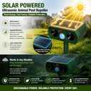 2026 Solar Animal Repellent Ultrasonic Outdoor Cat Deterrent Deer Repellent Devices IP65 Waterproof with Motion Sensor Animal Repeller to Scare Squirrel,Dog,Raccoon,Skunk,Rabbit,Coyote Out of Yard