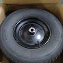 RRQ (2 Pack) 4.80/4.00-8 Tire and Wheel, 16" Pneumatic Wheelbarrow Tires with 3" Centered Hub and 3/4" Bearings (Comes with 5/8" ID Iron Tube Adapter), for Wheelbarrow, Garden Cart, Trailer and More, 15.5 inches