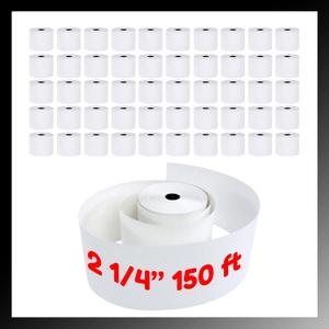2 1/4 x 150 ft 1 Ply Bond White Paper Rolls 2.25 inch x 150' Adding Machine Kitchen Receipt Printer POS Cash Register Compatible with Epson SNBC Star Sam4s Ellix Bixolon Calculators (50 Rolls)