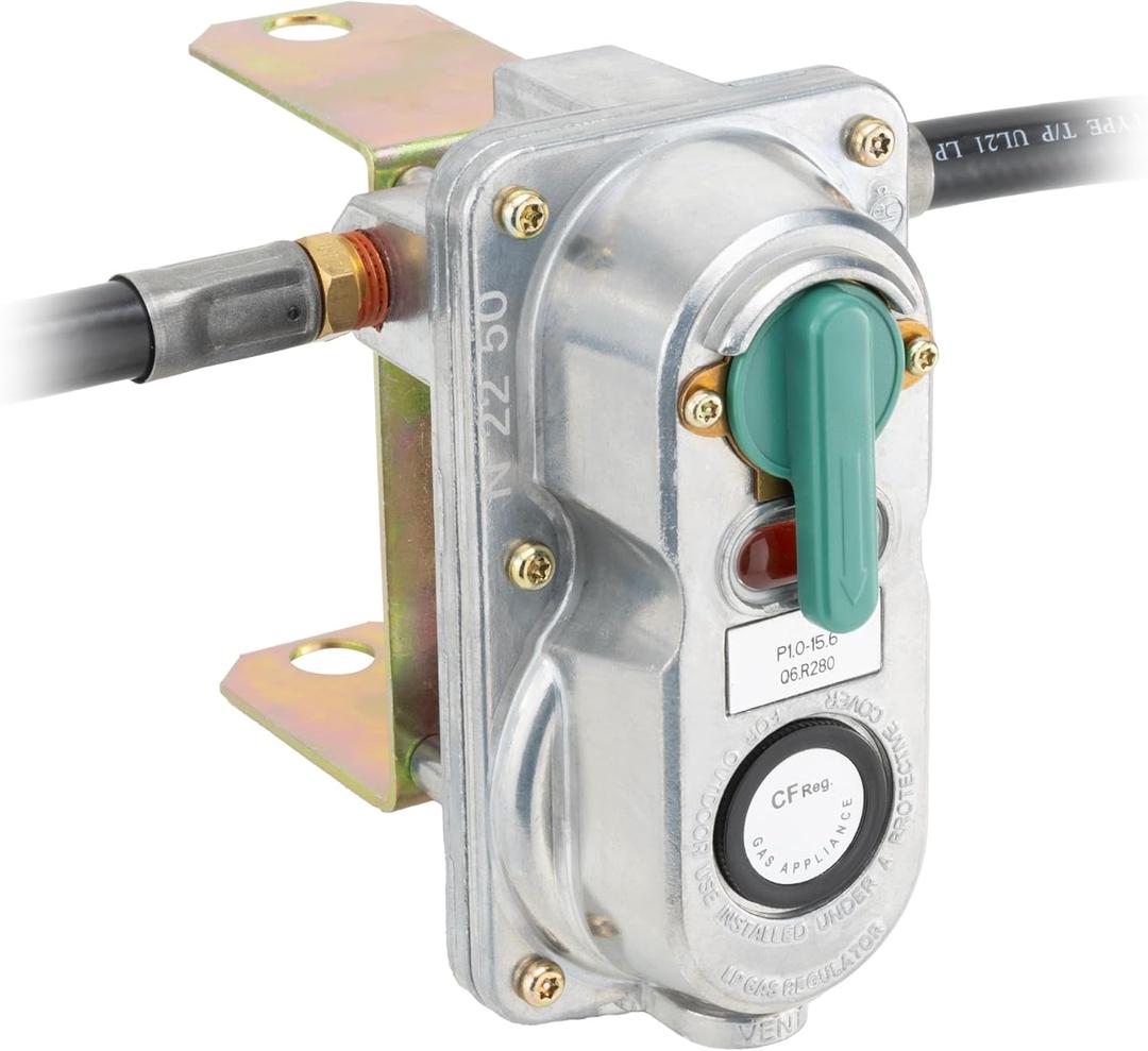 RecPro RV Propane Gas Regulator 2-Stage Auto Changeover | 11.5" Pigtail Hose Connector | 250 PSI | 287,500 BTU | Mounting Bracket & Cover | For RVs, Vans & Trailers