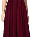 WOOSEA Women Sleeveless Deep V Neck Sexy Mesh Loose Maxi Casual Long Dress Burgundy, S
