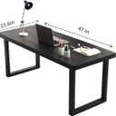 47 Inch Black Solid Wood Computer Desk | Sturdy Metal Base | Modern Home Office Desk | Durable Study Writing Table for Workspace