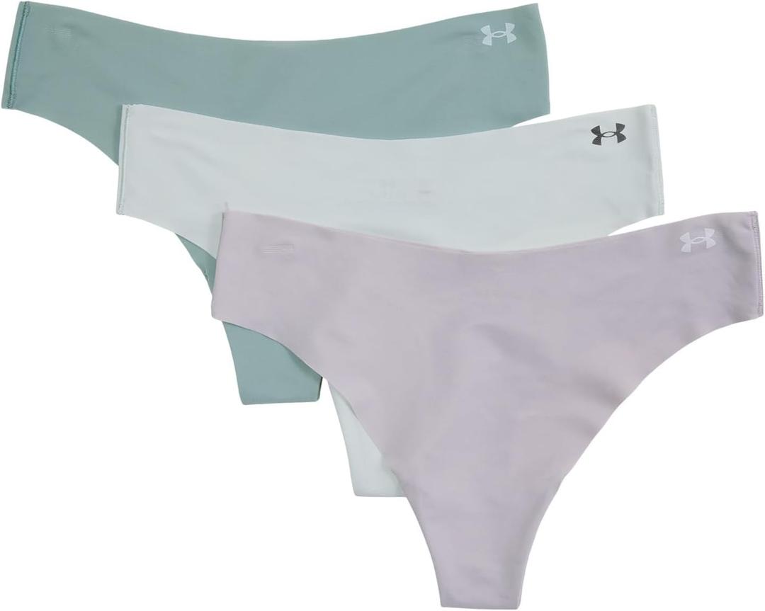 Under Armour Women's 3-pack Pure Stretch No Show Thong Underwear, All-day Comfort & Ultra-soft Fit (Gray, M)