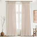 PleatedDrapes Modern Farmhouse Style Light Filtering Curtains for Living Room/bedroom, Country Rustic Oatmeal Beige Brown Curtains 108 Inches Long Flax Linen Pinch Pleated Sheer Canvas Muslin 2 Panels