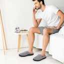 Mens Scuff Slippers, Cozy Supportive Foam Slip-On House Shoes for Indoor & Outdoor (9-10, Grey)