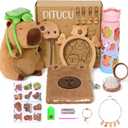 Ditucu Turtle Capybara Plush Gifts for Girls 4 5 6 7 8 9 10 Years Old with Stuffed Animal/Stickers/Water Bottle/Keychains/Diary/Pen/Headband/Comb/Necklace/Bracelet Plushies Toys Set