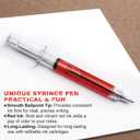 Red Syringe Pens - Fun & Retractable BallPoint with Black Ink - Smooth Writing, Comfortable Grip & Lightweight Novelty Pens - Perfect for Nurses, Doctors | 12PCS