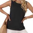 LYANER Women's Round Neck Sleeveless Side Split High Low Hem Weekend Casual Tank Tops Black X-Large (Black, XL)