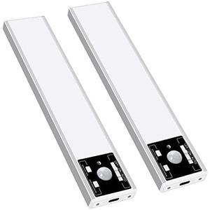 YQXZCHTAI Under Cabinet Lighting,Indoor LED Motion Sensing Lights, 1800mAh USB Rechargeable Closet Lights, Battery Powered, Kitchen and Staircase Magnetic Wireless dimming Lights (2 Packs)