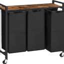 HOOBRO Laundry Sorter 3 Section, Laundry Hamper with Wheels, 3  11.5 Gal (43.4L), Rolling Laundry Basket, Pull-Out and Removable Oxford Fabric Laundry Bags, Rustic Brown and Black BF76XY01 (Rustic Brown + Black)