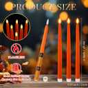 Macarrie 24 Packs Flameless Taper Candles Battery Operated Fake 11 Inch Long Candlelight LED Flameless Candlesticks Flickering Tapered for Spring Summer Wedding(Orange)