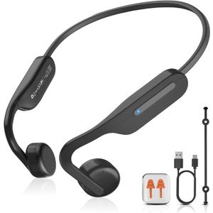 Bone Conduction Headphones Wireless Headphones Bluetooth 6.0 Open Ear Headphones 10H Playtime Sports Earphones with Mic, IPX6 Waterproof Headset for Running,Cycling, Hiking, Driving (Black)