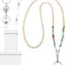 Teacher Lanyard with ID Holder Cute Wooden Beaded Lanyards for ID Badge Holders Retractable Badge Reel Keys Eyeglass Chains for Women