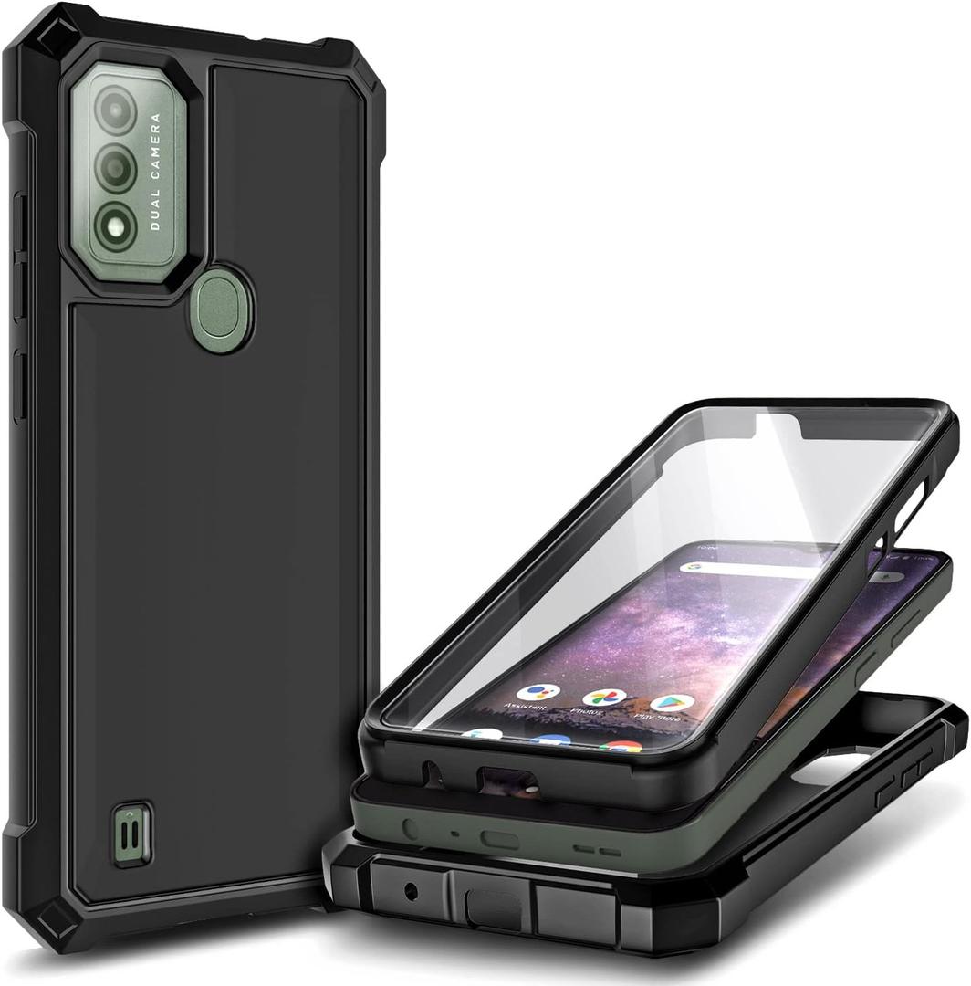 Designed for WIKO Voix Case with [Built-in Screen Protector], Full-Body Protective Shockproof Rugged Bumper Cover Phone Case for WIKO Voix U616AT (Black)