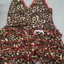 Milumia Women's Leopard Print Sleeveless Halter Romper Y2K Contrast Binding Shorts Jumpsuit (Medium, Red and Brown)