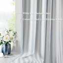 ZJDECOR Blue Striped Blackout Curtains 84 Inches Length,Ticking Stripe on White Cotton Blended Light Filtering Fabric with White Liner,Modern Bedroom Window Treatment,Back Tab Rod Pocket,55" Wx84 Lx2