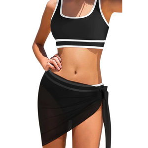 Girls 3 Piece Swimsuit Set - High Waist Bikini & Cover Up Skirt - Quick-Dry
(13-14years)
