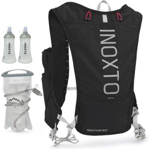 INOXTO Running Hydration Vest Backpack, Lightweight Insulated Pack with 1.5L Water Bladder Bag Daypack for Hiking Trail Running Cycling Race Marathon for Women Men (588black)