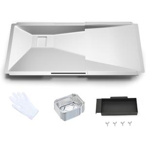 Grease Tray with Catch Pan and Foil Liners, Adjustable Drip Pan for 3/4/5 Burner Gas Grill for Nexgrill, Charbroil, Dyna Glo, Kenmore, Backyard, Expert and More Grill Replacement Parts