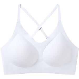 PRETTYWELL Bras for Women Comfort Seamless Bra, Cross Back Adjustable Bralette Bra, Wireless Everyday Bras for Women A-C Cup XL