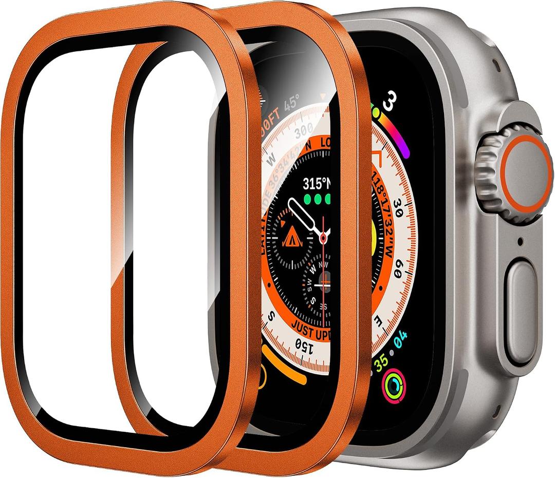 WSKEN for Apple Watch Ultra 3/Ultra 2/Ultra Screen Protector 49mm,9H Tempered Glass + Titanium Alloy Frame, [Keep Original] [Touch Sensitive] Lightweight Protective Glass Film for iwatch Ultra 3/2/1