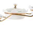 Ceramic Serving Bowls with glass Lids and metal Platter, 3 Removable Dipping Bowls Relish Tray Nuts Dishes for Appetizer, Fruits, Candy & Condiment, Perfect for Party Entertainment